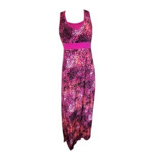 Tek Gear Dress Womens Size M Medium Pink Animal Print Maxi Drytek Activewear